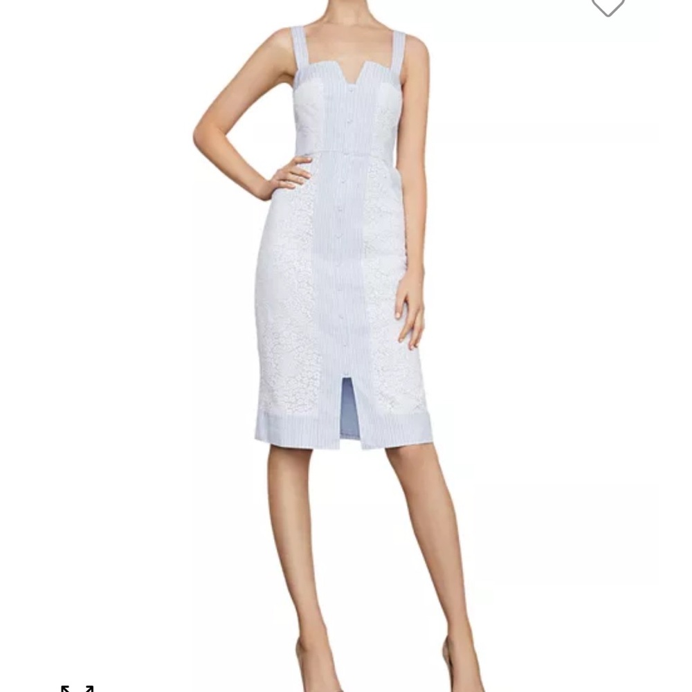 BCBGMAXAZRIA Lace-Inset Striped Dress